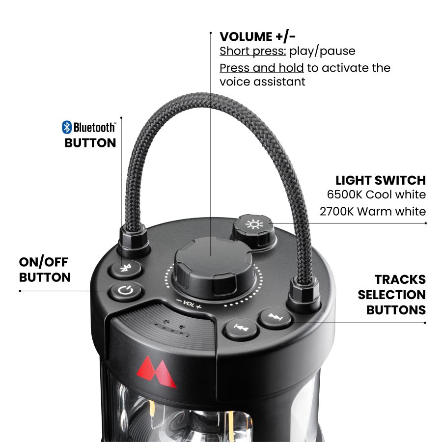 ER LANTERN Lanterna Led con cassa bluetooth