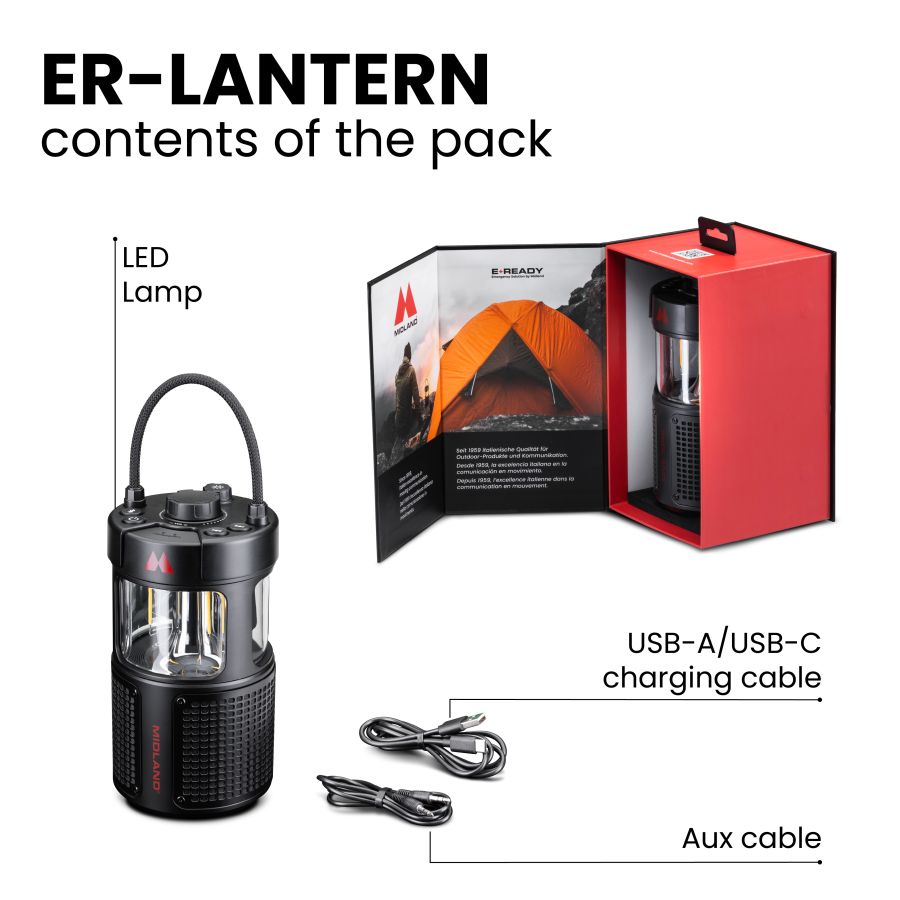 ER LANTERN Lanterna Led con cassa bluetooth