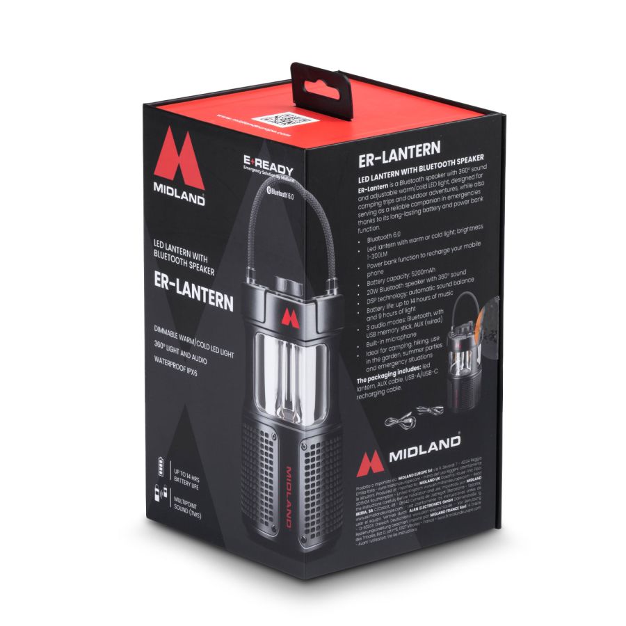ER LANTERN Lanterna Led con cassa bluetooth
