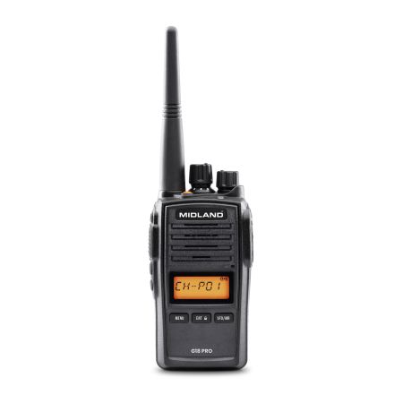 Midland G15 PRO radioapparatuur IP67 walkietalkie 32 kanalen PMR446-1 zender, oplaadbare Li-ion batterijen 1600 mAh, tafellader en wandadapter