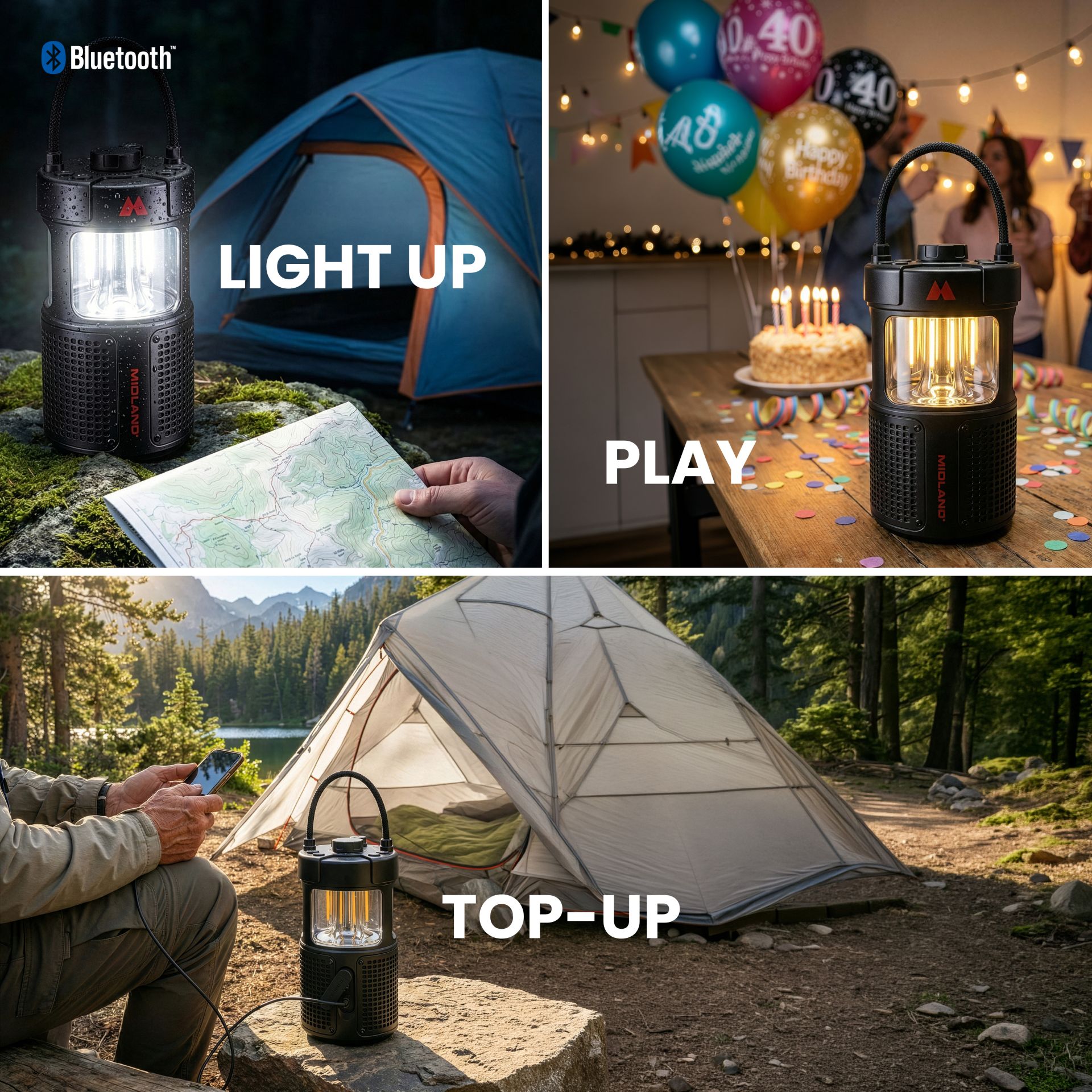 ER LANTERN Lanterna Led con cassa bluetooth