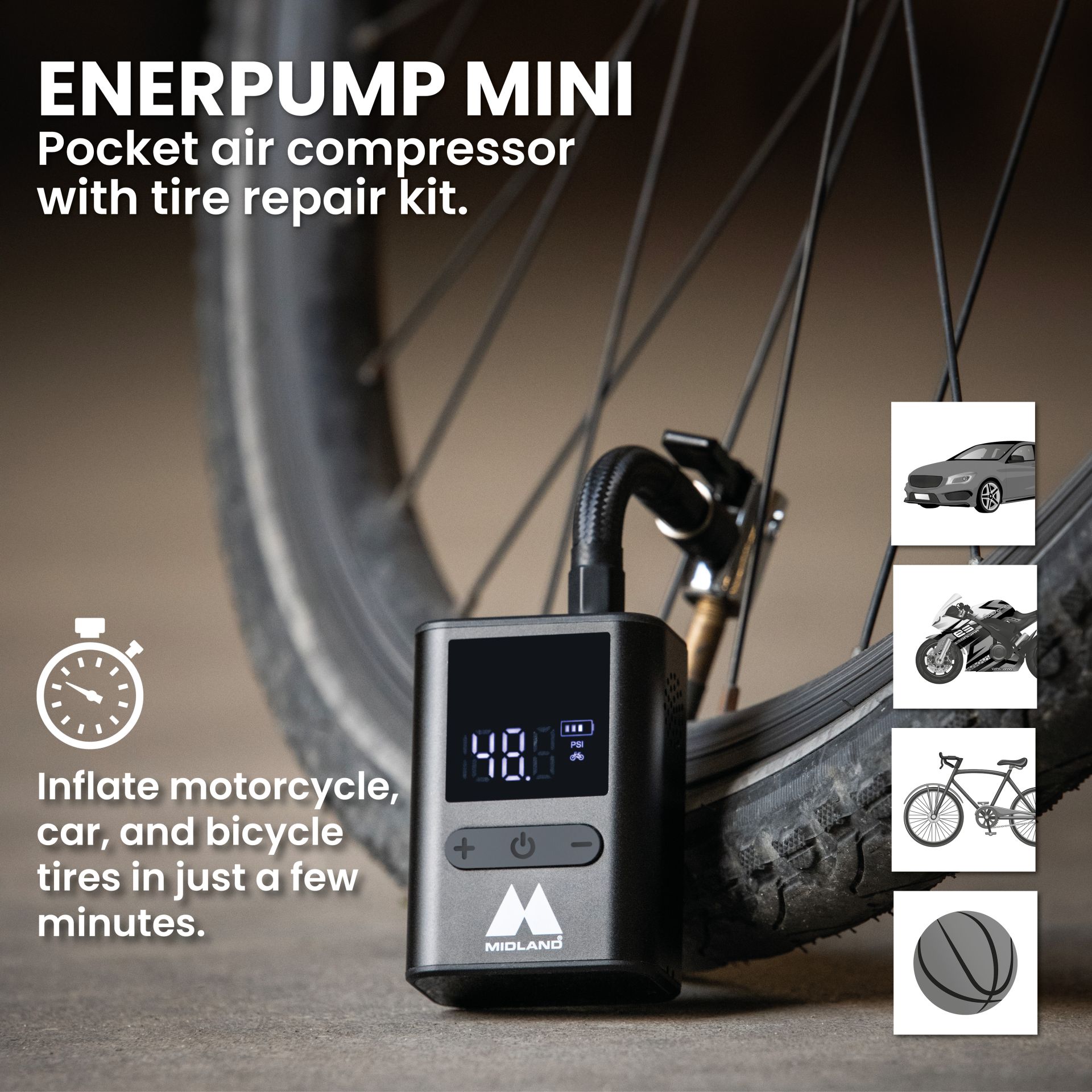 Enerpump Mini - Power bank with air compressor