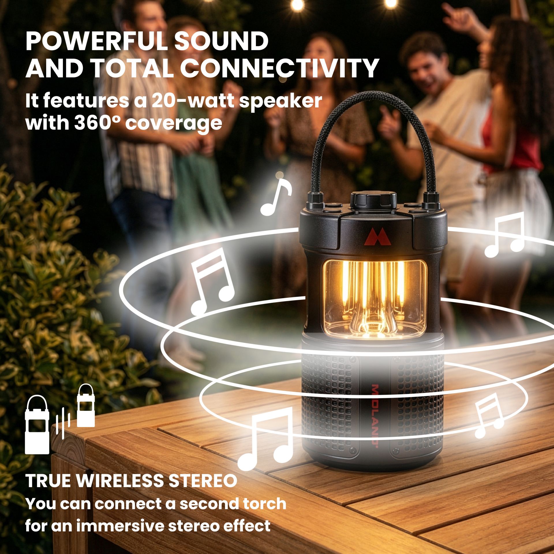 ER LANTERN Lanterna Led con cassa bluetooth